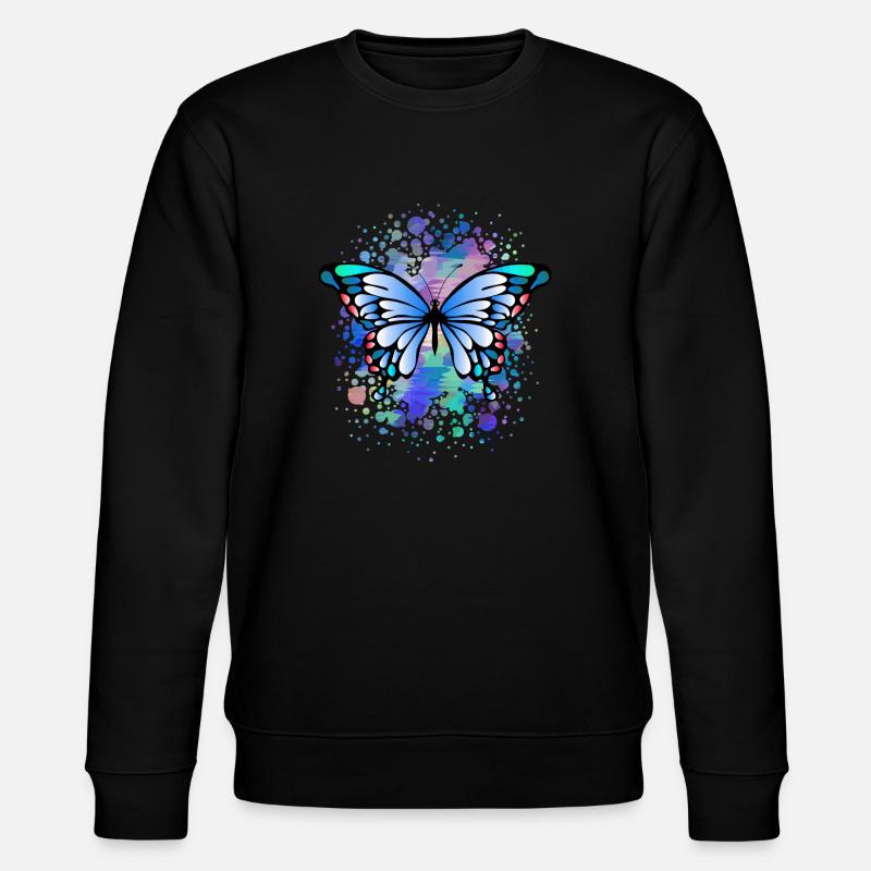Schmetterling - Stanley/Stella Unisex Bio-Sweatshirt CHANGER  - Schwarz