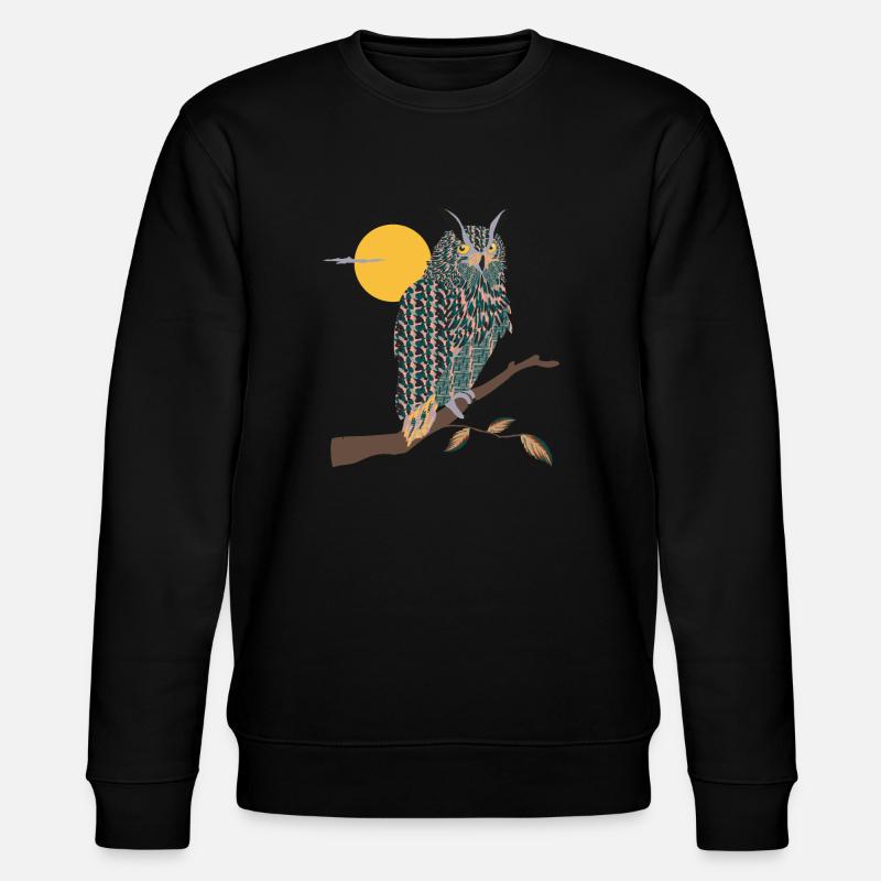 Eule bring mir Glück - Stanley/Stella Unisex Bio-Sweatshirt CHANGER  - Schwarz
