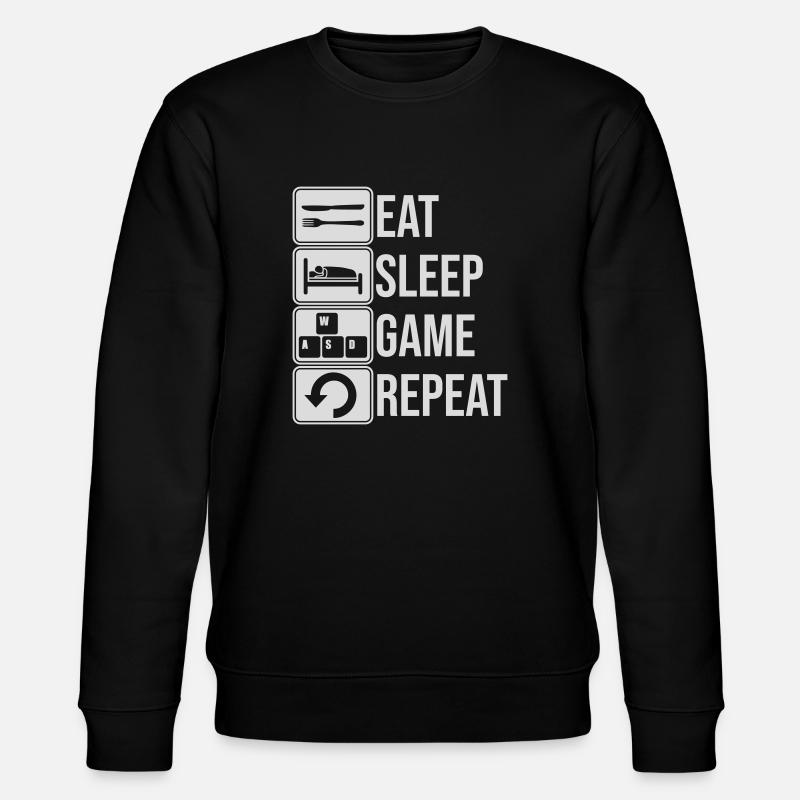 Eat Sleep Game Repeat - Stanley/Stella CHANGER Unisex Organic Sweatshirt - black
