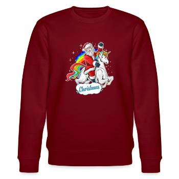 Weihnachten mal wieder - Stanley/Stella Unisex Bio-Sweatshirt CHANGER  - Burgunderrot - Vorne - Nik (191cm) & Marisol (170cm)