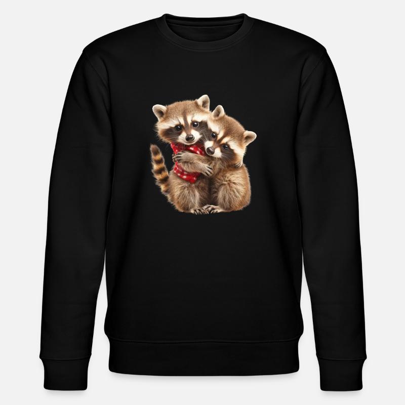 Two Raccoon Cubs Hugging - Stanley/Stella CHANGER Unisex Organic Sweatshirt - black