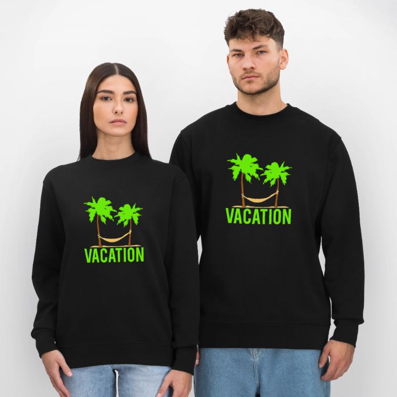 Vacation Text Hammock Sleeping Under 2 Palm Trees Stanley/Stella CHANGER Unisex Organic Sweatshirt