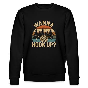 Garn und Humor vereint - Stanley/Stella Unisex Bio-Sweatshirt CHANGER  - Schwarz - Vorne - Nik (191cm) & Marisol (170cm)