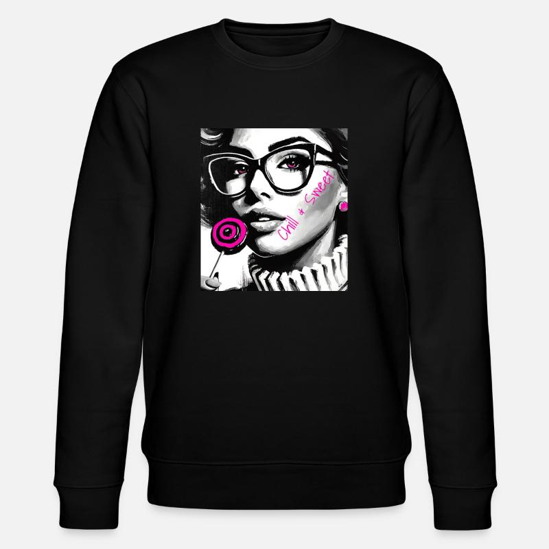 Chill & Süß - Stanley/Stella Unisex Bio-Sweatshirt CHANGER  - Schwarz