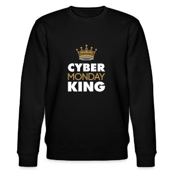Cyber Monday King Kaufen Krone Spaß Humor Freude - Stanley/Stella Unisex Bio-Sweatshirt CHANGER  - Schwarz - Vorne - Nik (191cm) & Marisol (170cm)