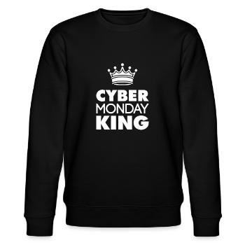 Cyber Monday King Kaufen Krone Spaß Humor Freude - Stanley/Stella Unisex Bio-Sweatshirt CHANGER  - Schwarz - Vorne - Nik (191cm) & Marisol (170cm)