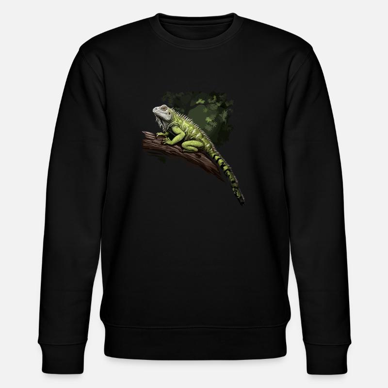 Iguana gren krybdyr grøn leguan - Stanley/Stella økologisk unisex-sweatshirt CHANGER  - sort