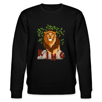 KÖNIG DER LÖWEN - Stanley/Stella Unisex Bio-Sweatshirt CHANGER  - Schwarz - Vorne - Nik (191cm) & Marisol (170cm)