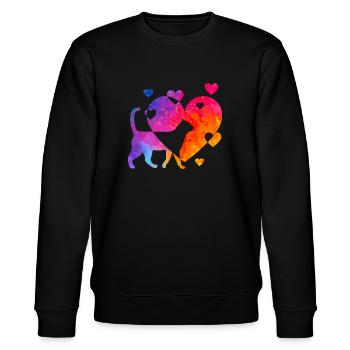 Katzenliebe - Stanley/Stella Unisex Bio-Sweatshirt CHANGER  - Schwarz - Vorne - Nik (191cm) & Marisol (170cm)