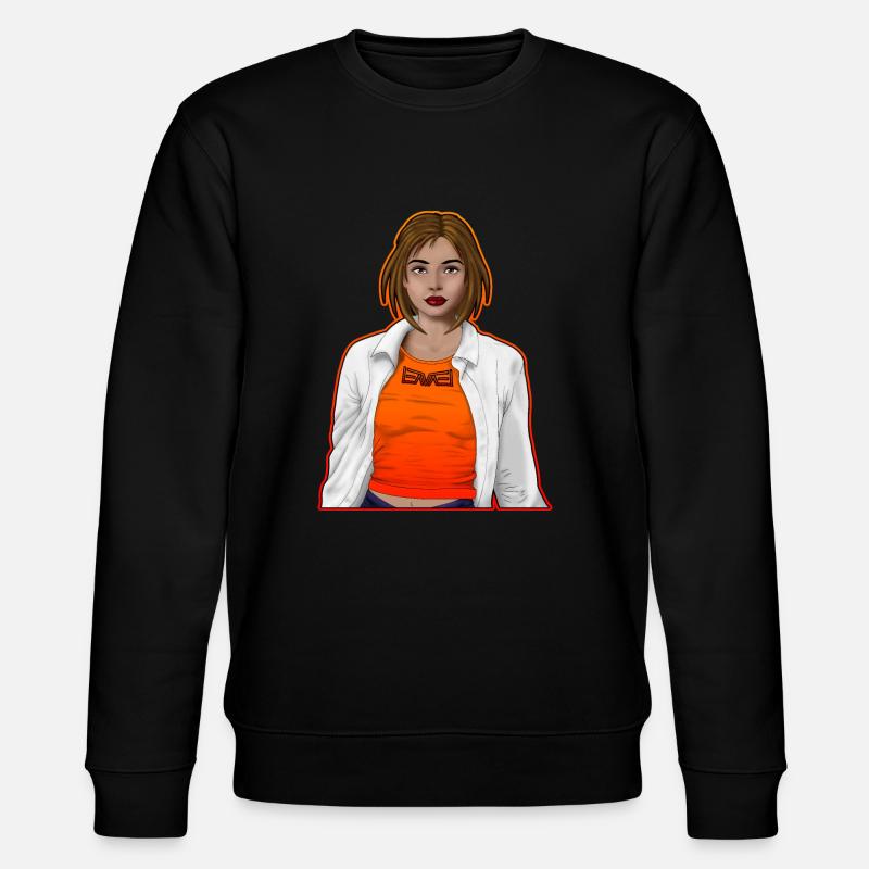 Hübsche Frau mit Hemd mit orangefarbenen Rahmen - Stanley/Stella Unisex Bio-Sweatshirt CHANGER  - Schwarz