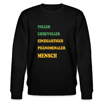Einzigartig Toll & Phänomenaler Mensch - Stanley/Stella Unisex Bio-Sweatshirt CHANGER  - Schwarz - Vorne - Nik (191cm) & Marisol (170cm)