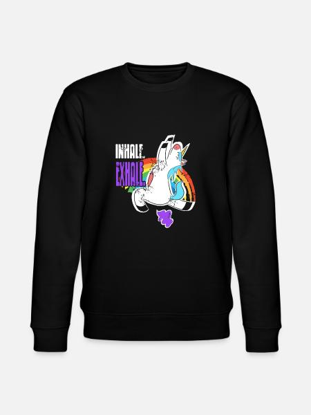 Inhale Exhale Unicorn Fart Rainbow Fart - Stanley/Stella CHANGER Unisex Organic Sweatshirt - black