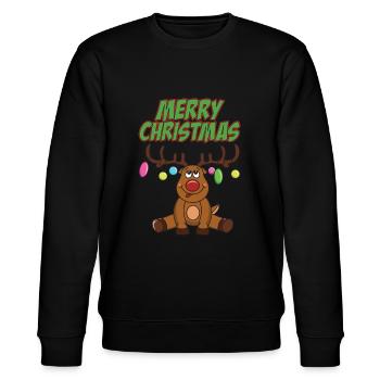 Lustiges Rentier Winter Weihnachten Christmas Xmas - Stanley/Stella Unisex Bio-Sweatshirt CHANGER  - Schwarz - Vorne - Nik (191cm) & Marisol (170cm)