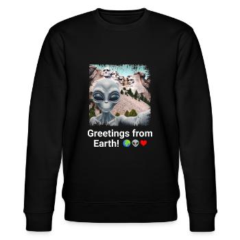 Aliens am Mount Rushmore - Monumentales Selfie Momen - Stanley/Stella Unisex Bio-Sweatshirt CHANGER  - Schwarz - Vorne - Nik (191cm) & Marisol (170cm)