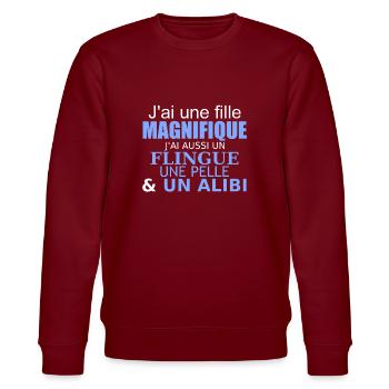 j'ai une fille magnifique - Sweat bio CHANGER Stanley/Stella Unisexe - bordeaux - Devant - Nik (191cm) & Marisol (170cm)