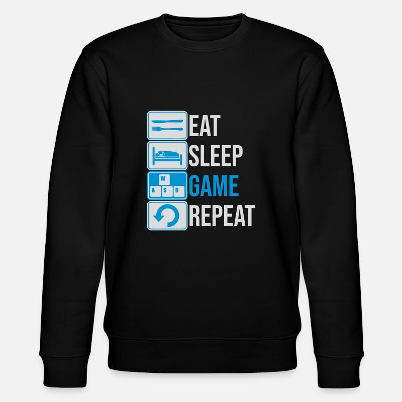 eat sleep game repeat - Stanley/Stella Unisex Bio-Sweatshirt CHANGER  - Schwarz