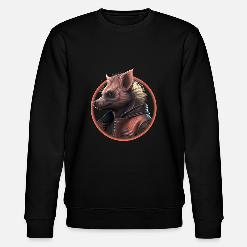 Punk Hyäne mit Lederjacke - Stanley/Stella Unisex Bio-Sweatshirt CHANGER  - Schwarz