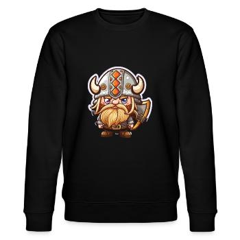 Knut, der Unbezwingbare: Cartoon-Wikinger Knut - Stanley/Stella Unisex Bio-Sweatshirt CHANGER  - Schwarz - Vorne - Nik (191cm) & Marisol (170cm)