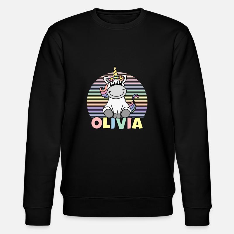 Olivia Einhorn Name - Stanley/Stella Unisex Bio-Sweatshirt CHANGER  - Schwarz