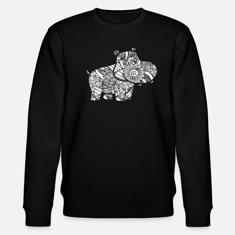 Hippo Hippo Blumenmuster - Stanley/Stella Unisex Bio-Sweatshirt CHANGER - Schwarz