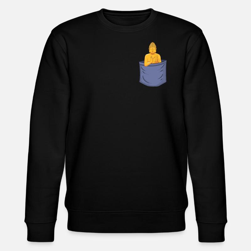 Buddhismus Brusttasche Buddhistische Symbolstatue - Stanley/Stella Unisex Bio-Sweatshirt CHANGER  - Schwarz