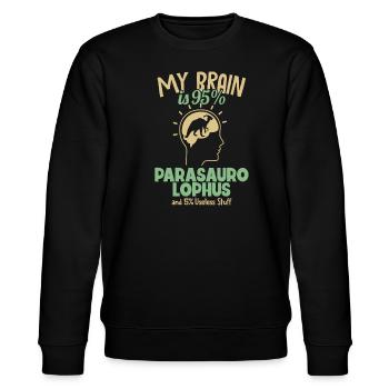 My Brain is 95% Parasaurolophus Dinosaur - Stanley/Stella CHANGER Unisex Organic Sweatshirt - black - Front - Nik (191cm) & Marisol (170cm)