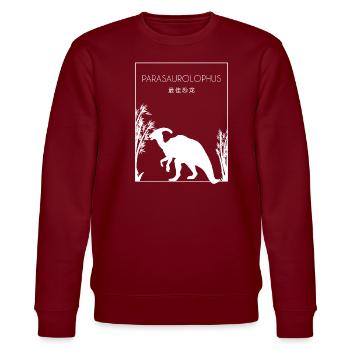 Parasaurolophus Chinese Hanzi Dinosaur Lover - Stanley/Stella CHANGER Unisex Organic Sweatshirt - burgundy - Front - Nik (191cm) & Marisol (170cm)