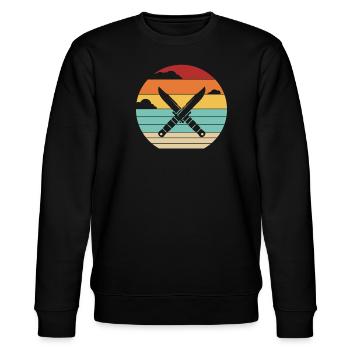 Retro Metzgermesser Sammlerstück Restaurierungsmesser - Stanley/Stella Unisex Bio-Sweatshirt CHANGER  - Schwarz - Vorne - Nik (191cm) & Marisol (170cm)