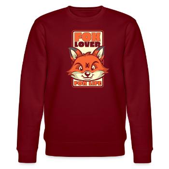 Fuchsliebhaber fürs Leben Caninae Rotfuchs Canidae Fuchs - Stanley/Stella Unisex Bio-Sweatshirt CHANGER  - Burgunderrot - Vorne - Nik (191cm) & Marisol (170cm)
