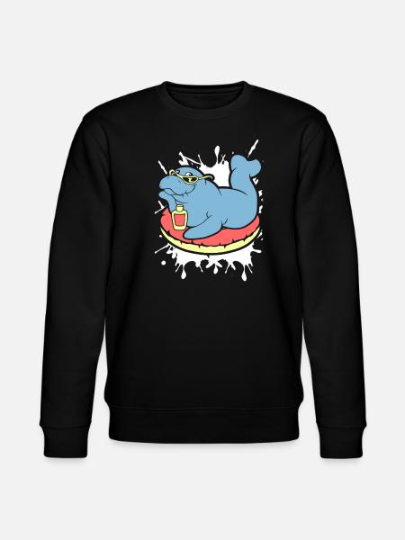 Funny Manatee Does Sunbath - Stanley/Stella CHANGER Unisex Organic Sweatshirt - black