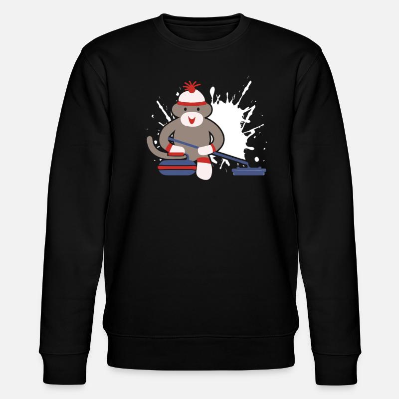 Sock Monkey Curling - Stanley/Stella CHANGER Unisex Organic Sweatshirt - black