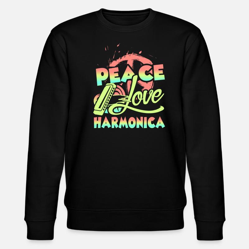 Peace Love Harmonica - Stanley/Stella CHANGER Unisex Organic Sweatshirt - black