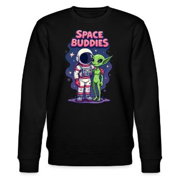 Space Buddies - Stanley/Stella CHANGER Unisex Organic Sweatshirt - black - Front - Nik (191cm) & Marisol (170cm)