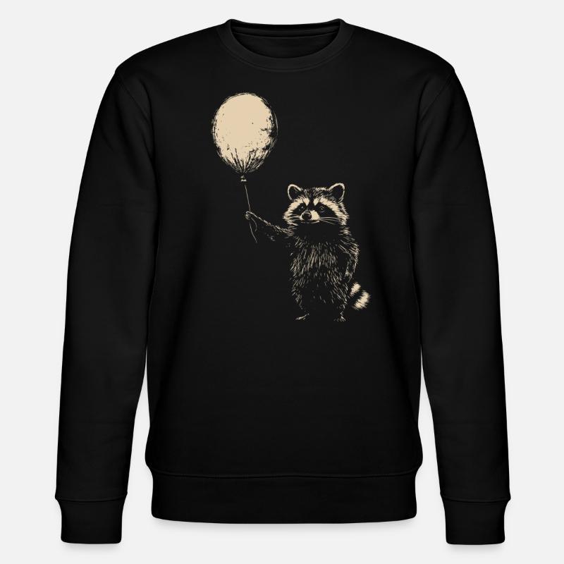 Waschbär mit Luftballon - Stanley/Stella Unisex Bio-Sweatshirt CHANGER - Schwarz