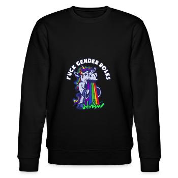Fuck Gender Roles - Stanley/Stella Unisex Bio-Sweatshirt CHANGER  - Schwarz - Vorne - Nik (191cm) & Marisol (170cm)