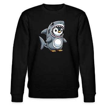 Süßer Pinguin Hai lustiger Cartoon Kostüm - Stanley/Stella Unisex Bio-Sweatshirt CHANGER  - Schwarz - Vorne - Nik (191cm) & Marisol (170cm)