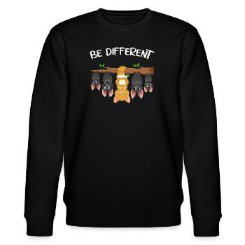Être différent chat drôle design chat sur une branche - Sweat bio CHANGER Stanley/Stella Unisexe - noir - Devant - Nik (191cm) & Marisol (170cm)