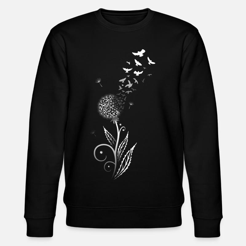 Löwenzahn. Pusteblume mit Vogelschwarm. - Stanley/Stella Unisex Bio-Sweatshirt CHANGER  - Schwarz