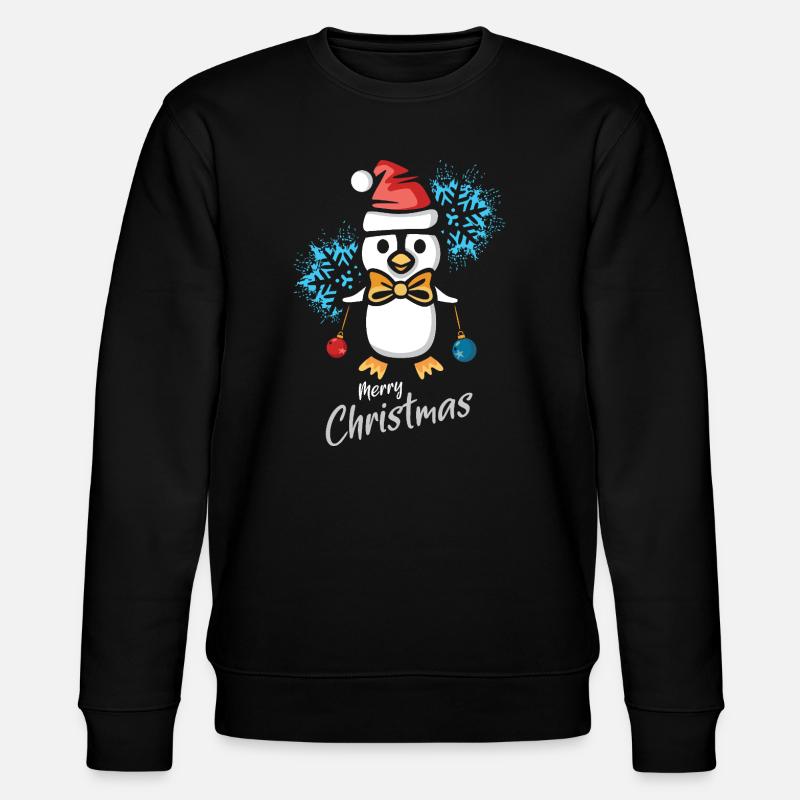 Weihnachtspinguin mit Schneeflocken - Stanley/Stella Unisex Bio-Sweatshirt CHANGER  - Schwarz