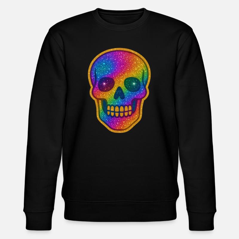 Crâne à paillettes arc-en-ciel - Sweat bio CHANGER Stanley/Stella Unisexe - noir