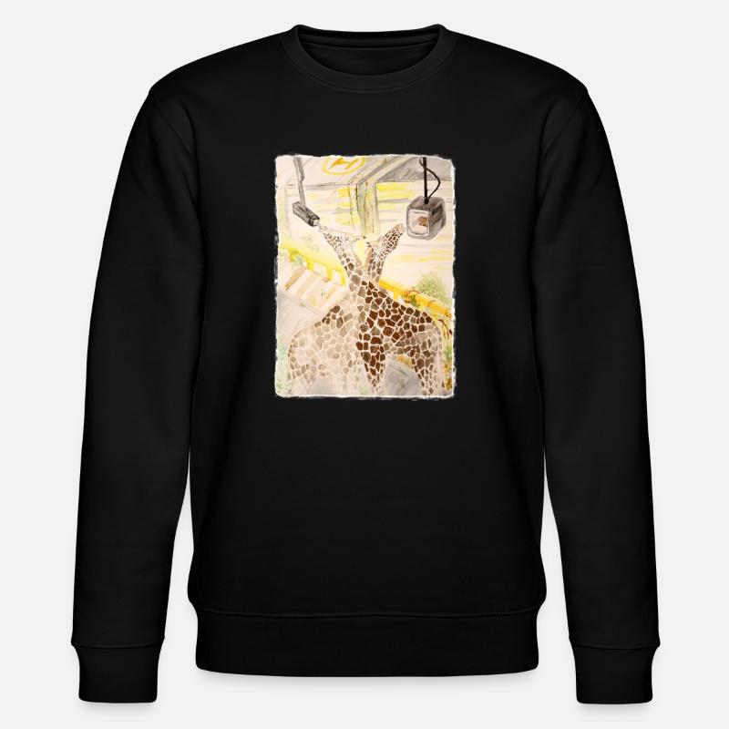 Giraffe im Neon-Transit - Stanley/Stella Unisex Bio-Sweatshirt CHANGER  - Schwarz