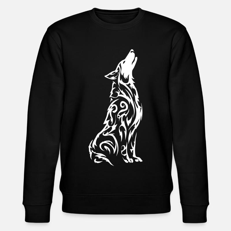 Wolf's Silhouette Tribal Pattern - Stanley/Stella CHANGER Unisex Organic Sweatshirt - black