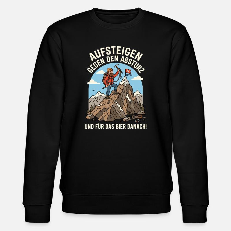 Bergsteiger gegen Abstieg Bier Danach - Stanley/Stella Unisex Bio-Sweatshirt CHANGER  - Schwarz