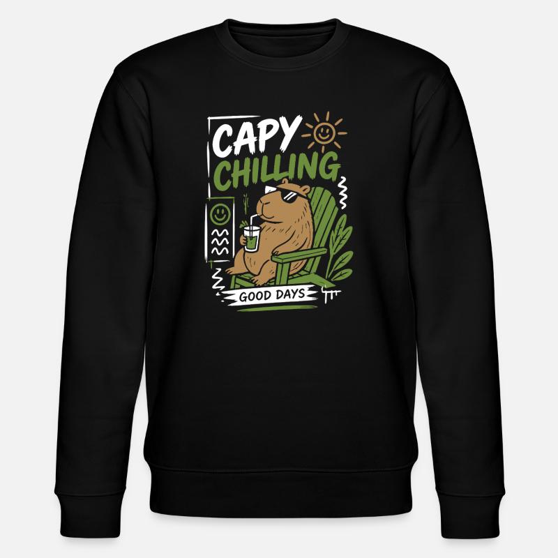 Capy Chilling Good Days - Stanley/Stella Unisex Bio-Sweatshirt CHANGER - Schwarz