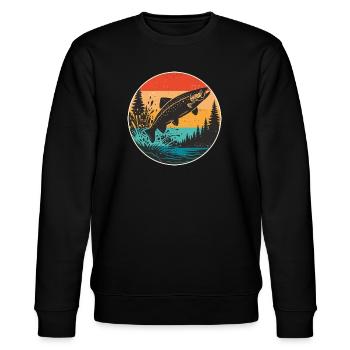 Angeln Forelle Angler Hobby Fischer Geschenkidee - Stanley/Stella Unisex Bio-Sweatshirt CHANGER  - Schwarz - Vorne - Nik (191cm) & Marisol (170cm)