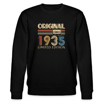 90. Geburtstag 90 Jahre Original 1935 - Stanley/Stella Unisex Bio-Sweatshirt CHANGER  - Schwarz - Vorne - Nik (191cm) & Marisol (170cm)