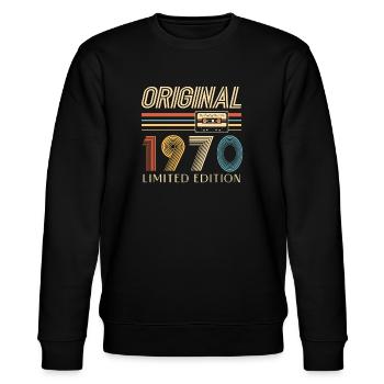 55th Birthday Original 1970 55 Years Old Gift - Stanley/Stella CHANGER Unisex Organic Sweatshirt - black - Front - Nik (191cm) & Marisol (170cm)