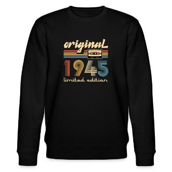 80th Birthday Original 1945 80 Years Old Gift - Stanley/Stella CHANGER Unisex Organic Sweatshirt - black - Front - Nik (191cm) & Marisol (170cm)
