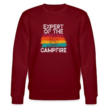 Experte für Camping-Experten am Lagerfeuer - Stanley/Stella Unisex Bio-Sweatshirt CHANGER  - Burgunderrot - Vorne - Nik (191cm) & Marisol (170cm)