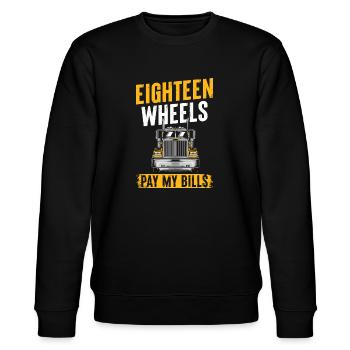 Achtzehn Räder zahlen meine Rechnungen - Stanley/Stella Unisex Bio-Sweatshirt CHANGER  - Schwarz - Vorne - Nik (191cm) & Marisol (170cm)